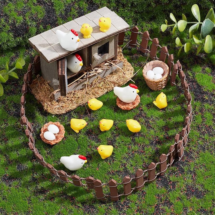 コパークラフト  鶏と子供 Amazon.co.jp: PLIGREAT 木製鶏小屋 ミニチュアチキンファミリー